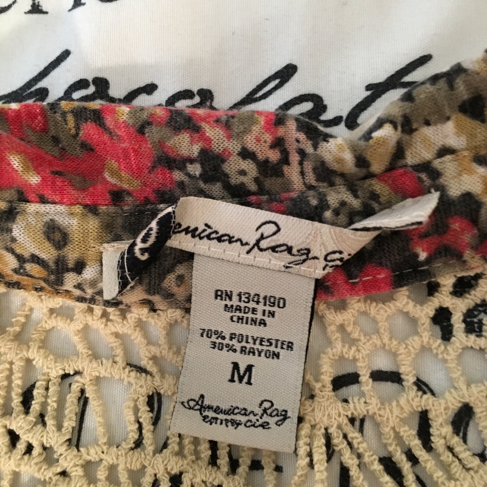 3 for $20 Sale: American Rag Floral/Crochet Tie Up - Picture 6 of 7